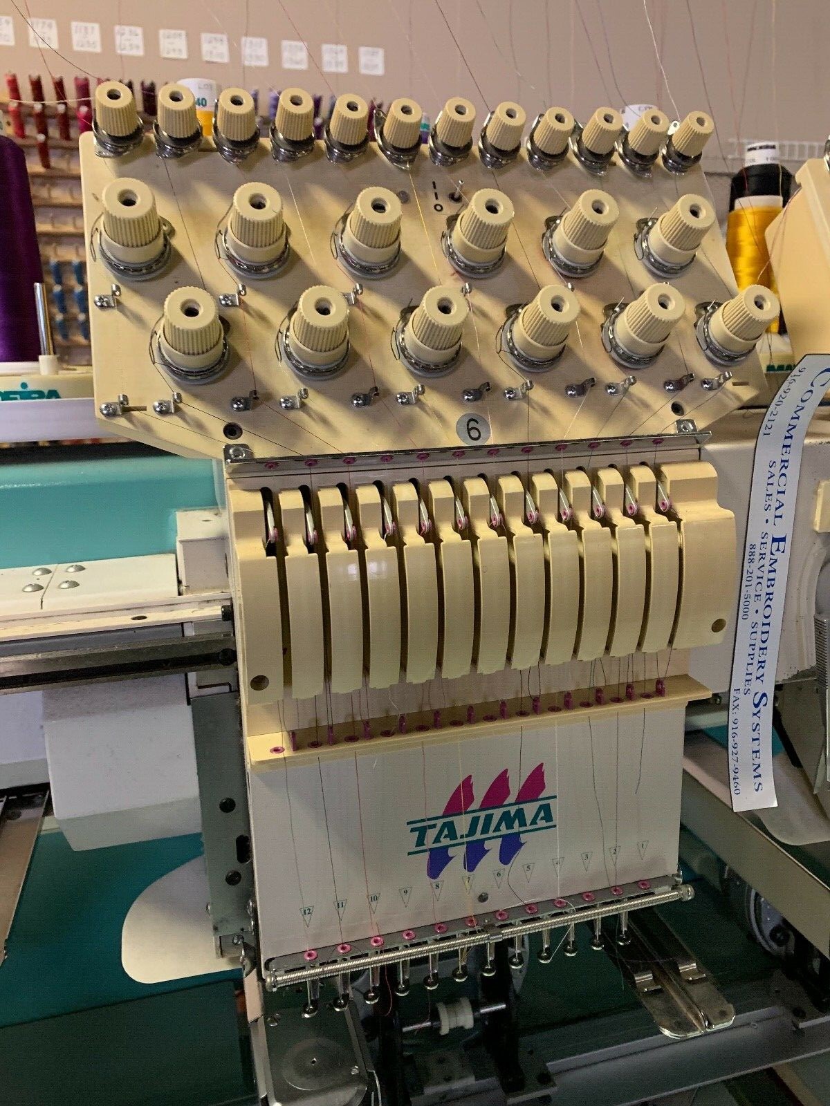 TAJIMA COMMERCIAL 6 HEAD EMBROIDERY MACHINE - TMFXII-C1206-S - USED