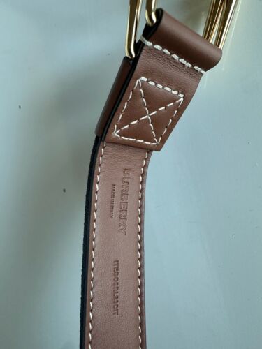 Pre-owned Burberry Check Knitted Dark Birch Brown D-ring Buckle Belt 80596341 It $590