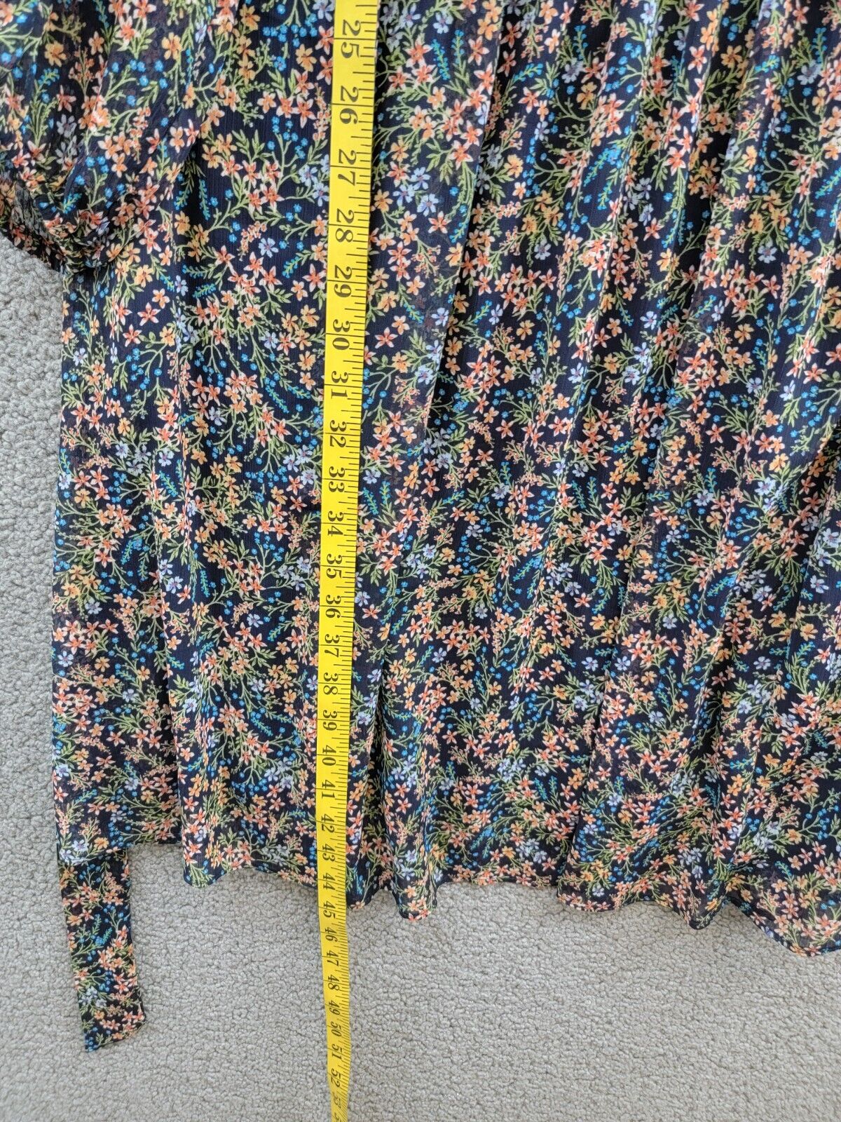 MSK Plus Size Floral-Print Chiffon Pintuck Shirtdress Women's 20W Navy Multi L/S - Picture 8 of 16