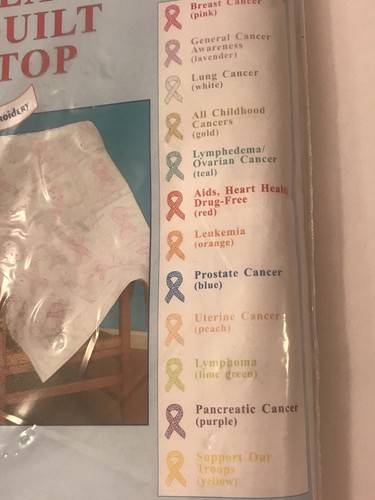 JDNA Lap Quilt Top Hope Cause Ribbon Item 940 Pattern #60 Pink Cross Stitch New