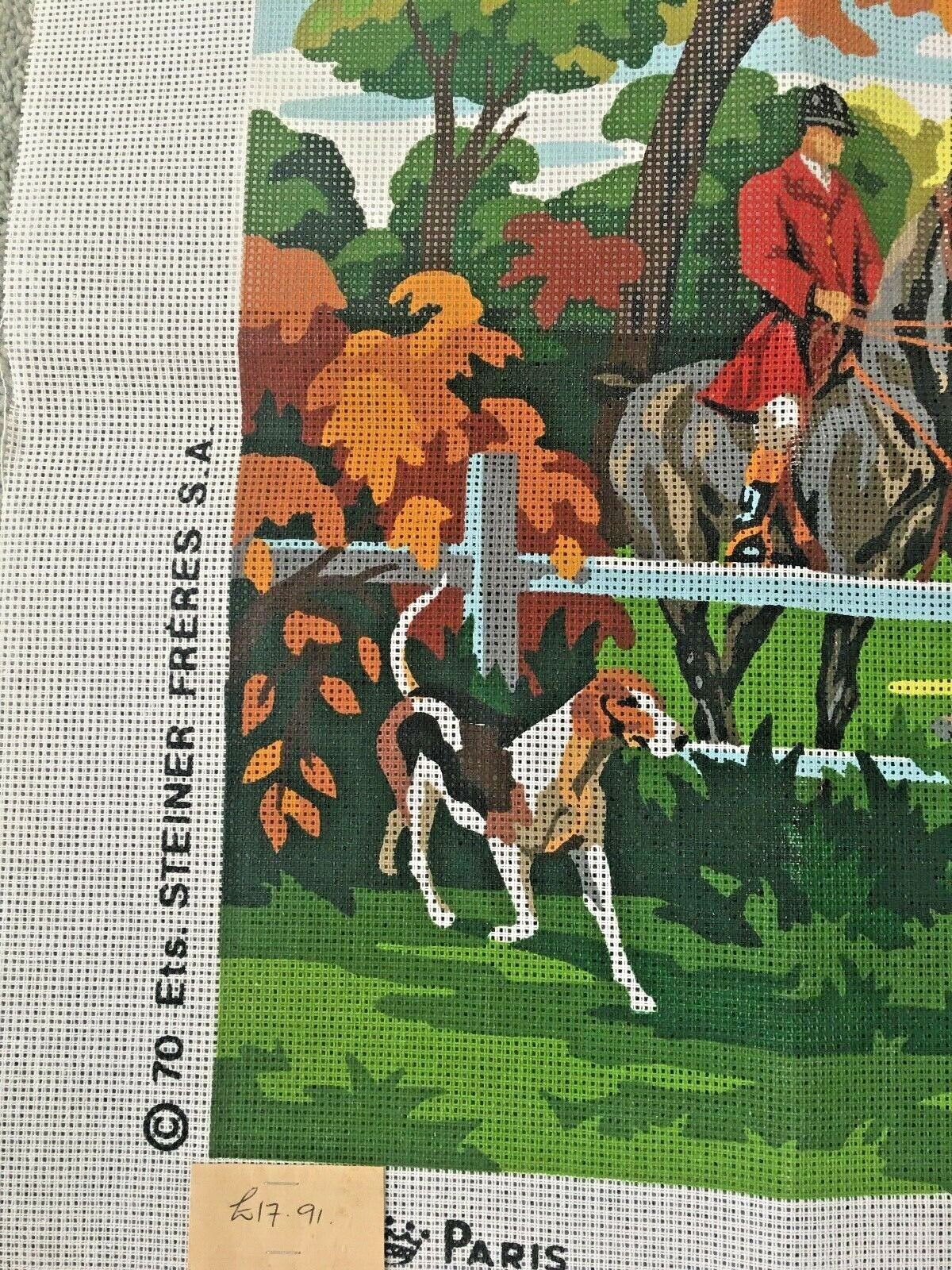 Royal Paris Retour de Chasse Equestrian Hunt Needlepoint Canvas 19 x 29 Sold out