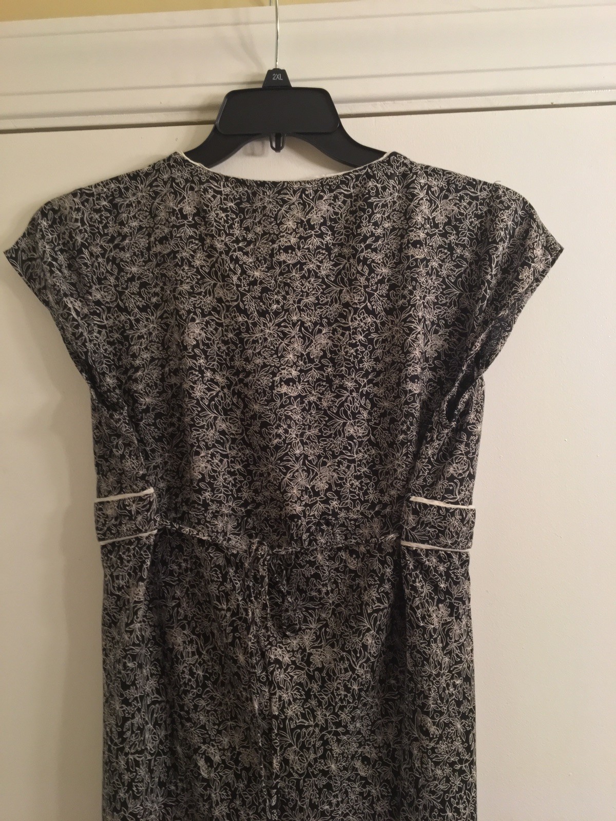 Motherhood Maternity Women's Dress Size L Large Long Black Print Cap Sleeve