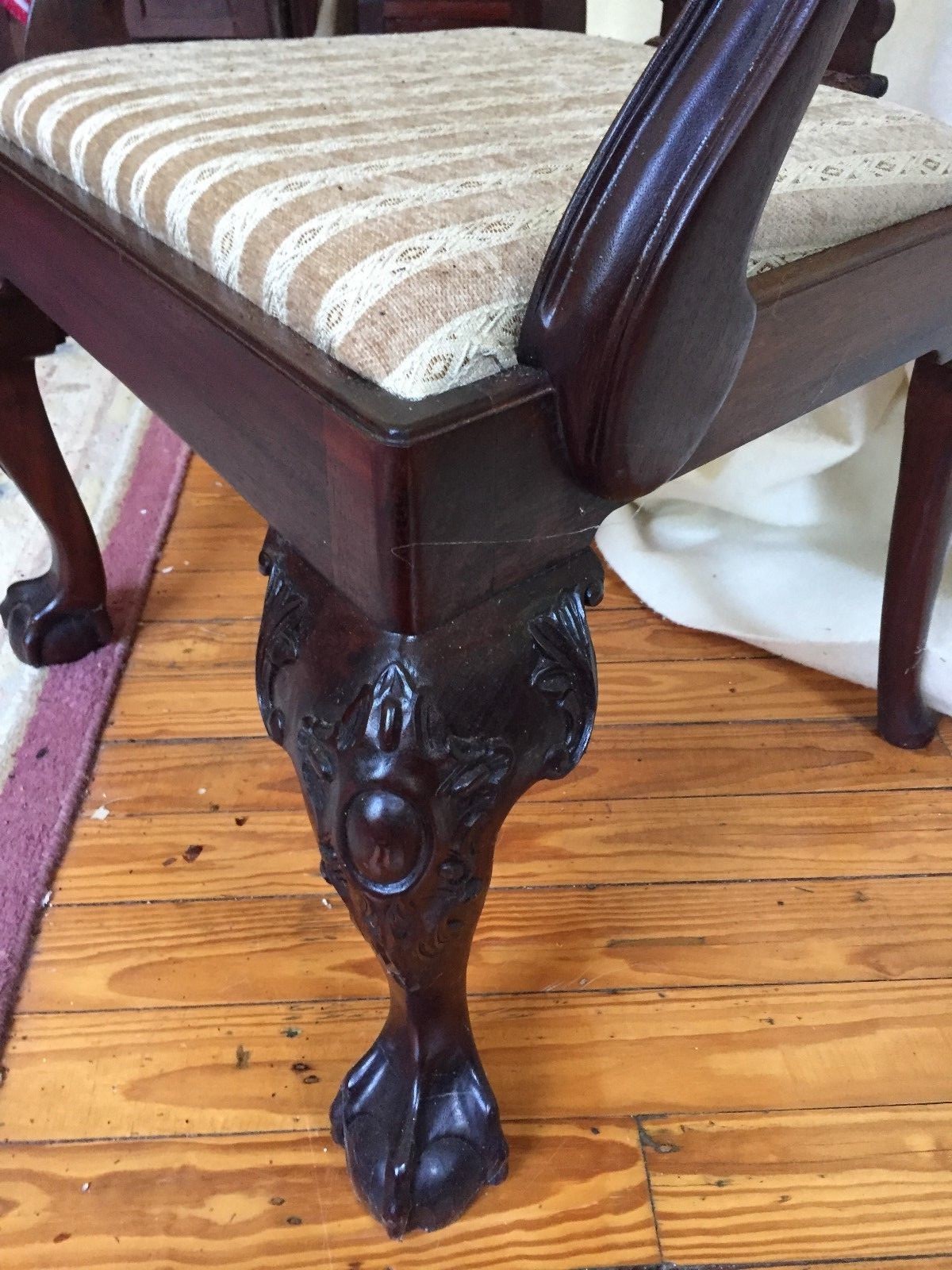 Georgian Baker Arm Chair Lot of 8 Ball & Claw Front Serpentine Rail MINT COND