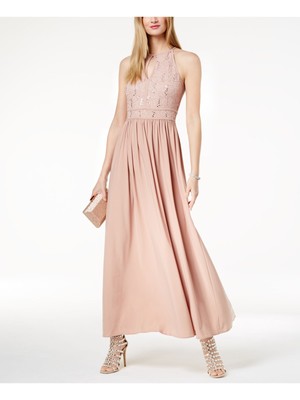 Женское бежевое мерцающее вечернее платье без рукавов MORGAN & CO 3\4