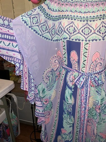 Pre-owned Lilly Pulitzer Monnae Midi Caftan Moroccan Mint ? Size Xxs/xs, S/m, L/xl In Multicolor