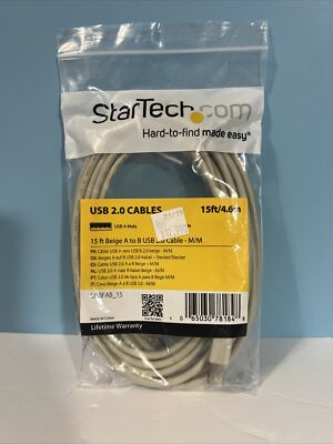 StarTech USBFAB_15  StarTech.com 15 ft USB 2.0 A to B Cable - M/M - USB - Beige