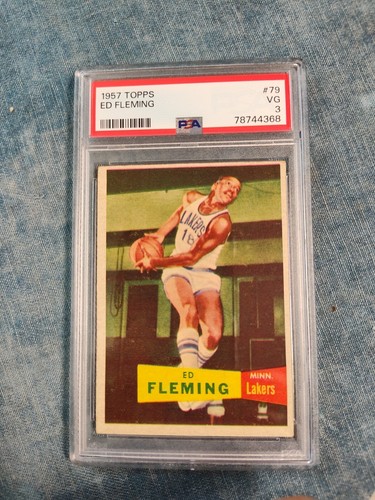 昔のカード 1957 TOPPS BASKETBALL #79 Ed Fleming Minn.Lakers PSA GRADED
