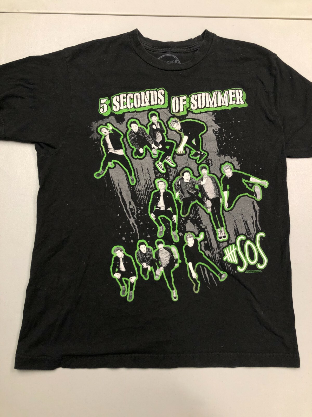 5Secoueds Of Summer 直筆サインTシャツ 5 Seconds of Summer 5SOS Band Logo Photos 2014 Tour size L