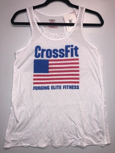 Новая женская майка REEBOK Crossfit B/C Flowy Racerback - USA FLAG WHITE AL4457