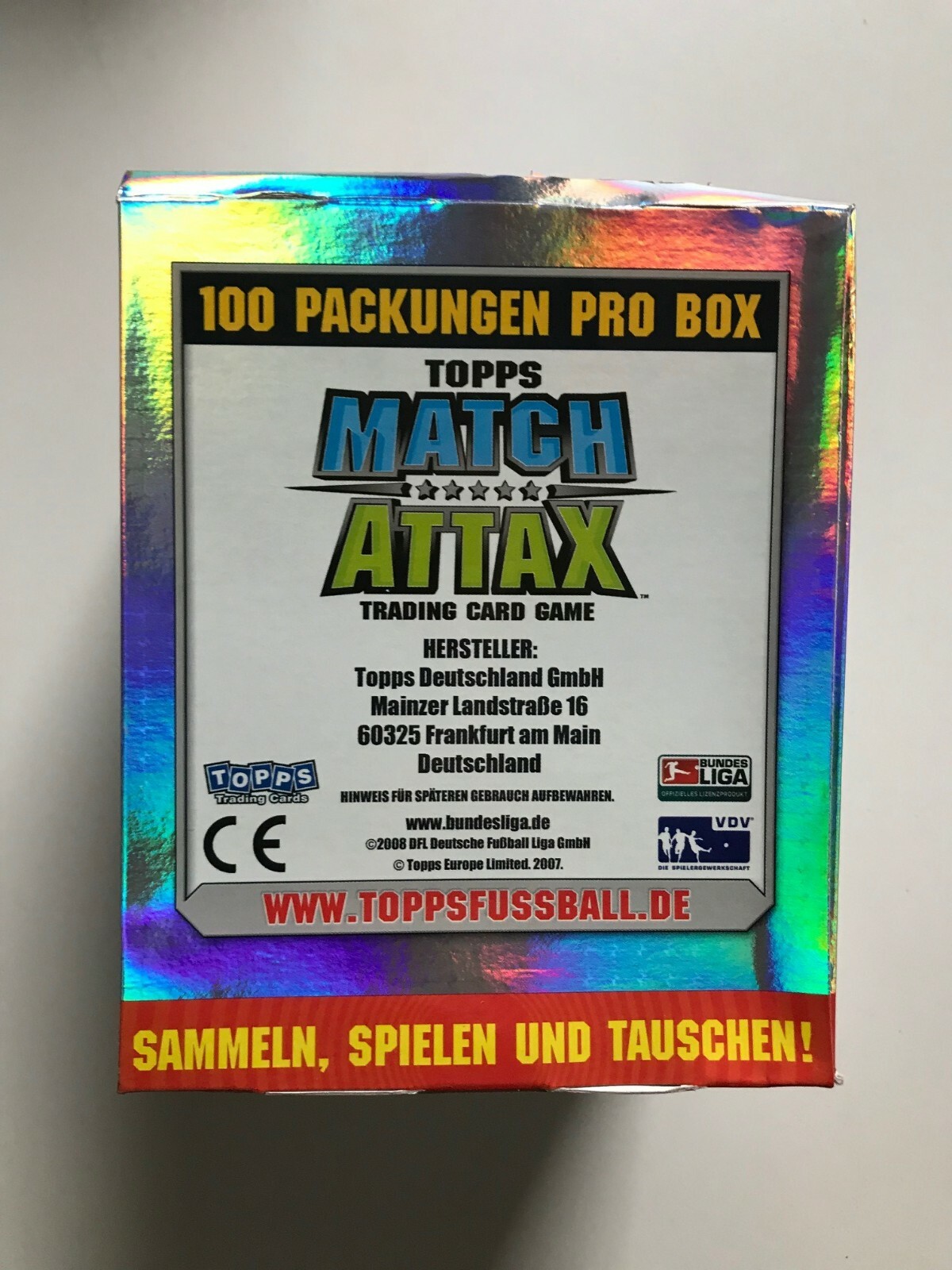 Topps Match Attax 20082009 Trading Card 100er Display Booster Neu OVP