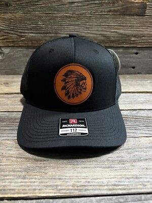 Indian Skull Leather Patch Richardson trucker hat