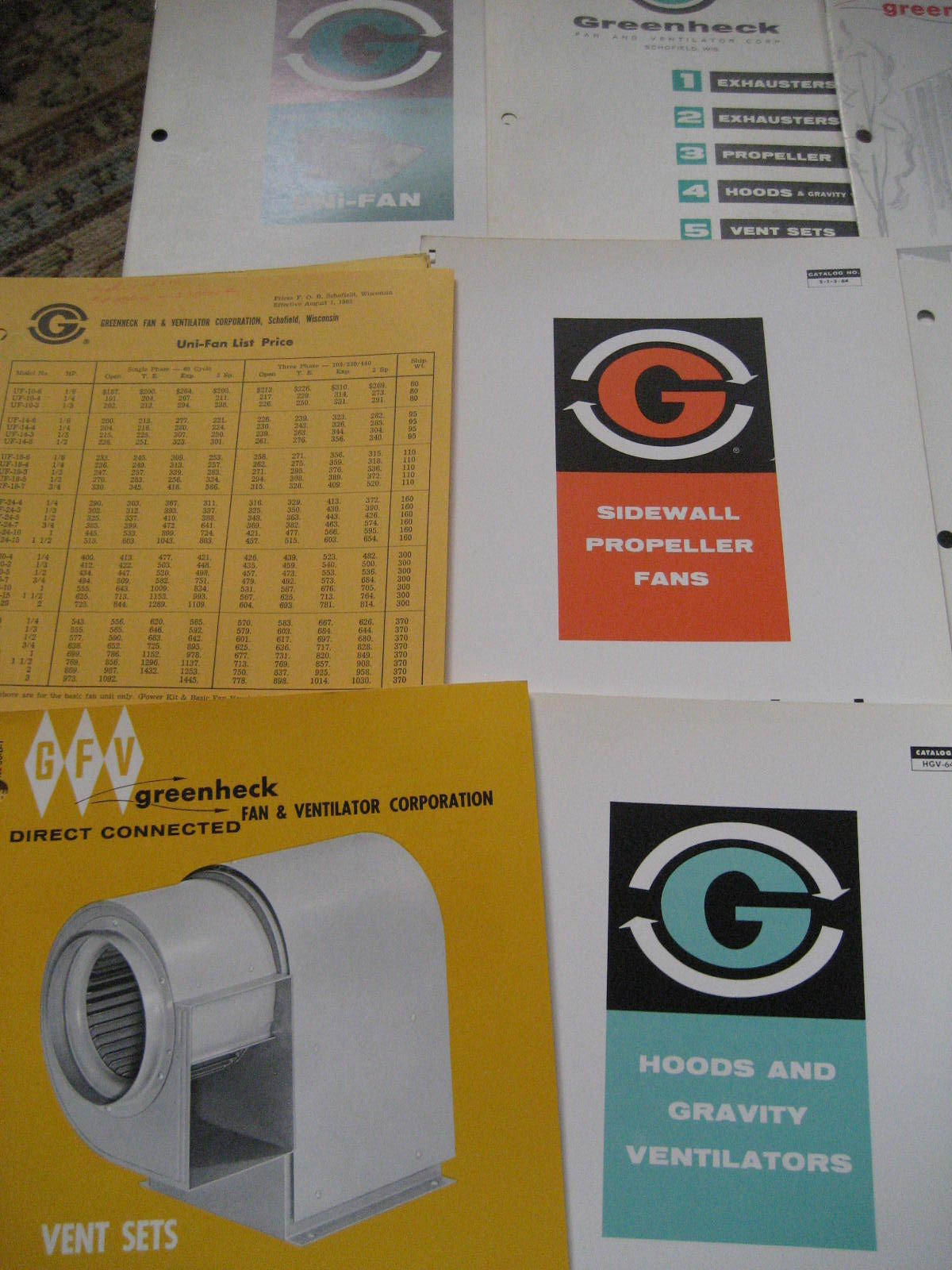 Huge Lot 1960's GREENHECK CATALOGS/ Fan Ventilator Exhausters Hoods Vents