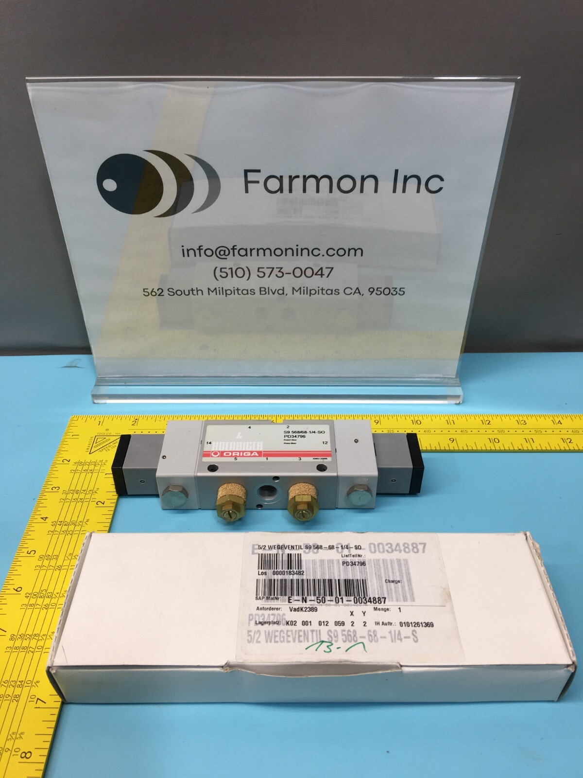 ORIGA HOERBIGER PD34796 SOLENOID VALVE, S9 568/68-1/4-SO