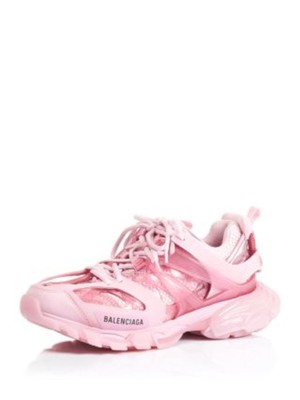 Женские розовые кроссовки на танкетке BALENCIAGA с двойными язычками 1 на платформе 7