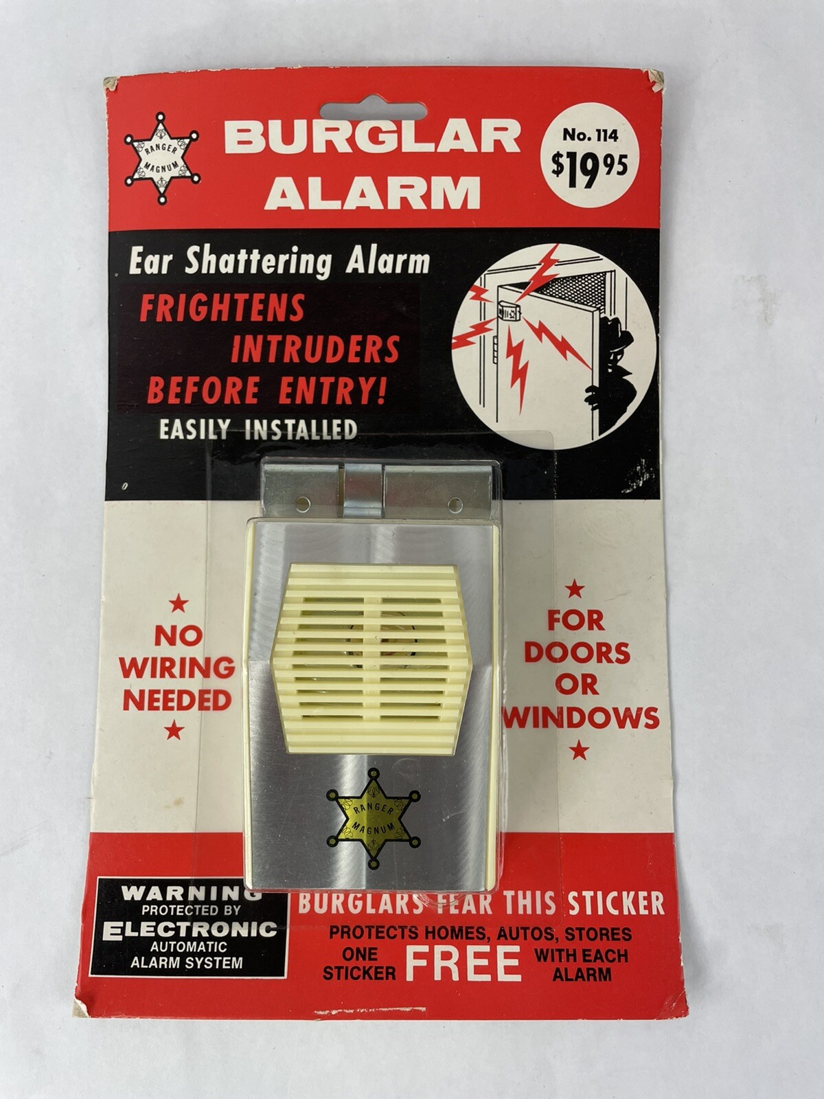 Vintage Ranger Magnum Burglar Alarm No. 114 Doors Windows NOS