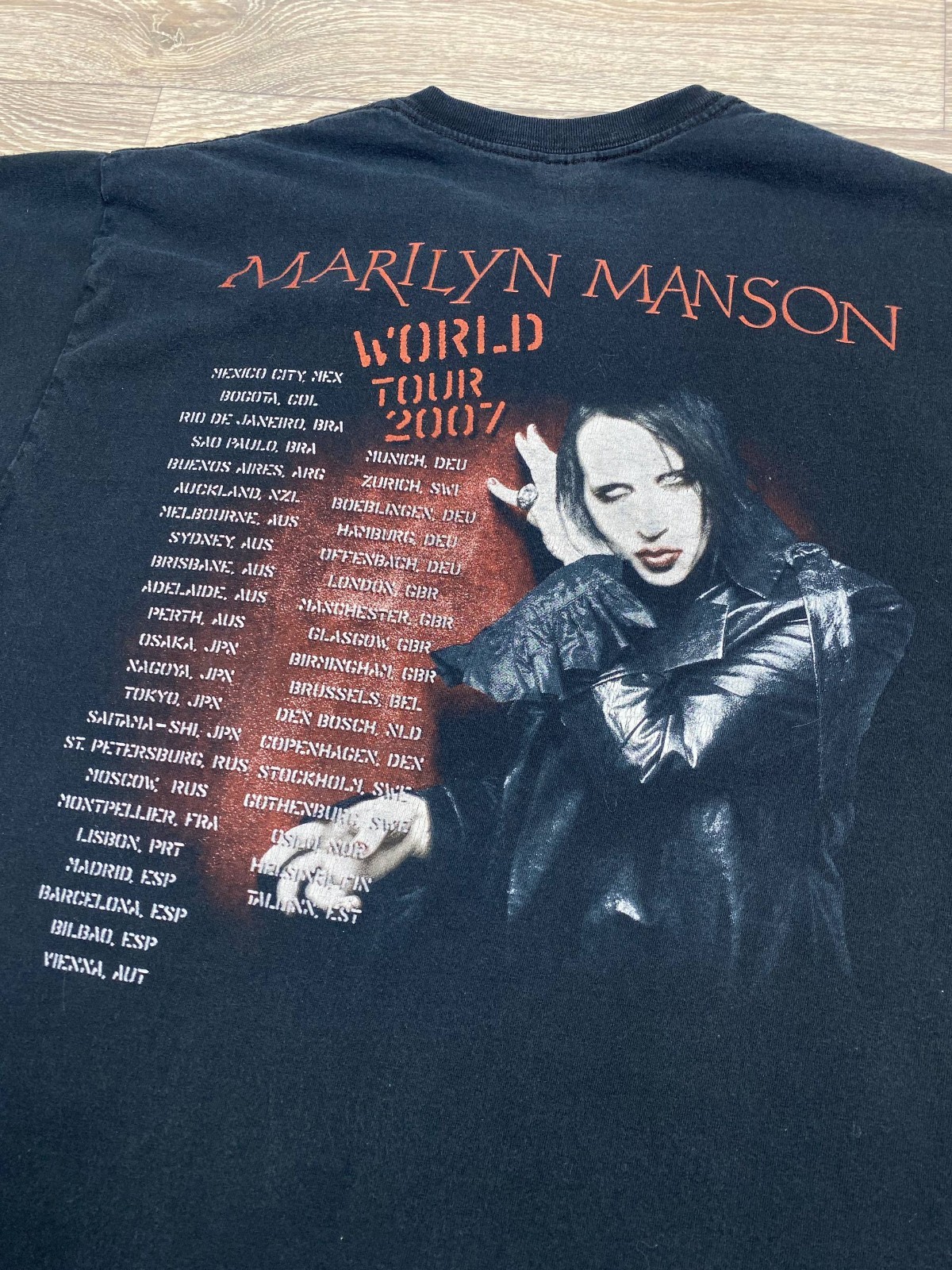 Marilyn Manson 00s 2007 World Tour T-Shirt, Black, XL, Double