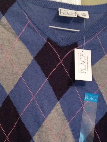 Boys Children's Place Easter Sweater NWT Blue Gray Pink Long Sleeved Large 10-12