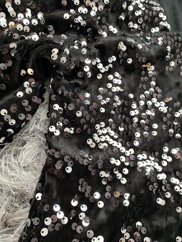 NEU HM Gr.34 Velours Kleid Schwarz Pailletten