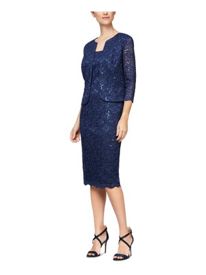 

ALEX EVENINGS PETITE Женские темно-синие подплечники на подкладке с открытым верхом Petites, Navy