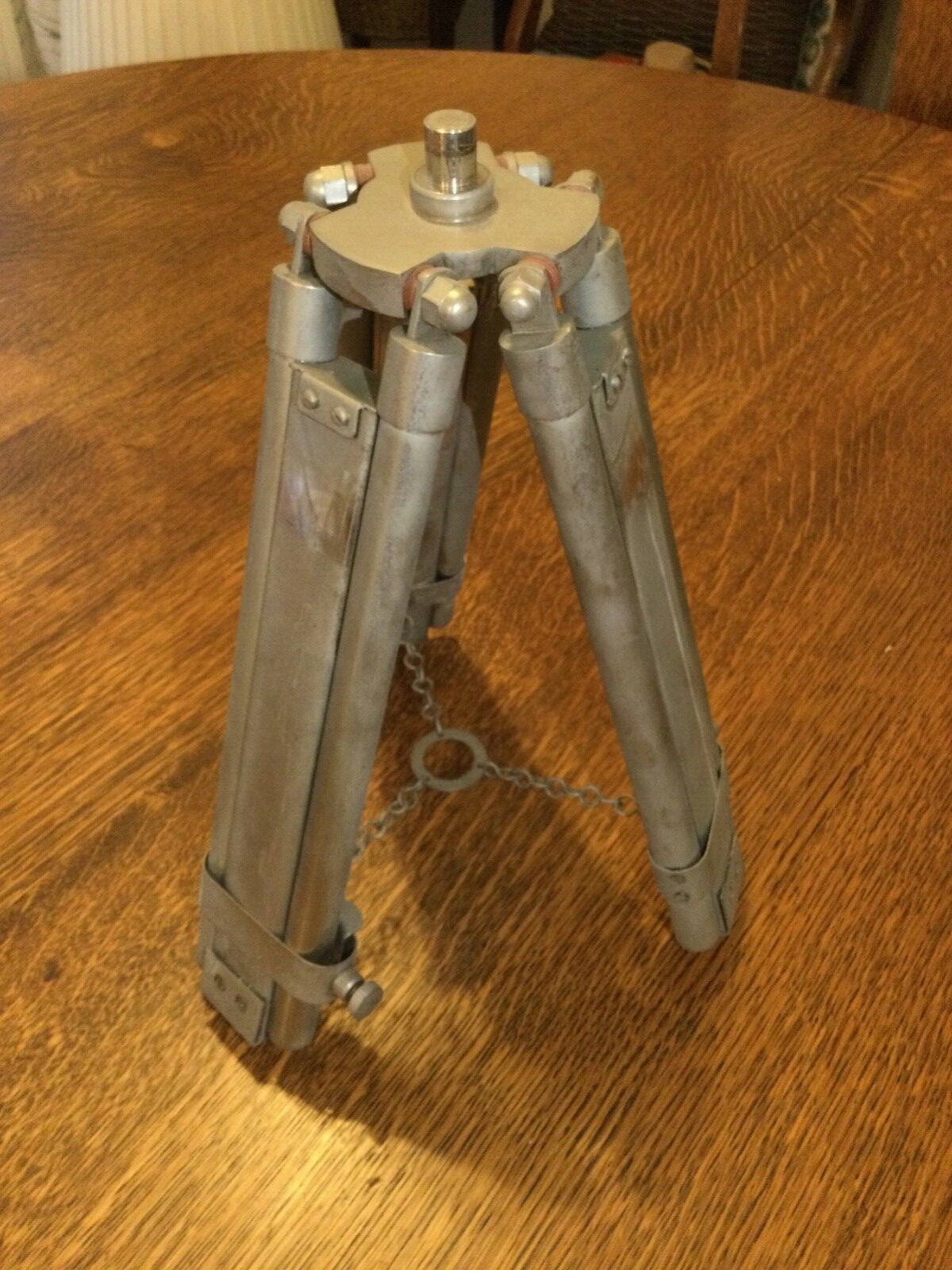 Surveying Scope Metal Tripod With Wooden Case Antique Monocular Telescope