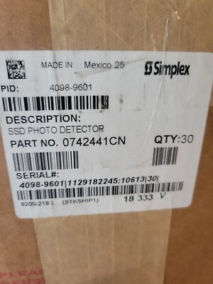SIMPLEX 4098-9601 SMOKE DETECTOR HEAD (1) - NIB.  Listing Is For (1) DETECTOR 