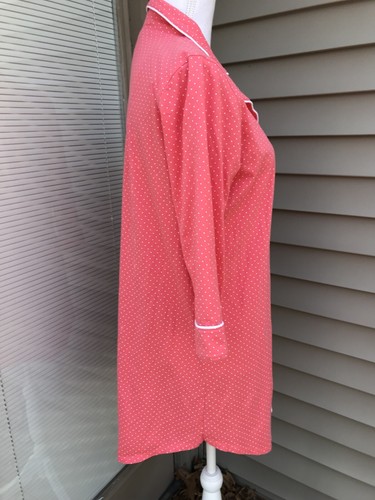 Lauren Ralph Lauren Women’s Coral Pink Polka Dot Sleep Shirt Nightgown Cotton M