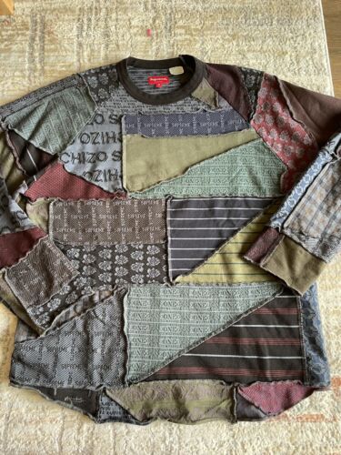 Supreme Schizo Jacquard Patchwork L/S Shirt Sweater M Box Supreme Schizo Jacquard Patchwork L/S Shirt Sweater M Box