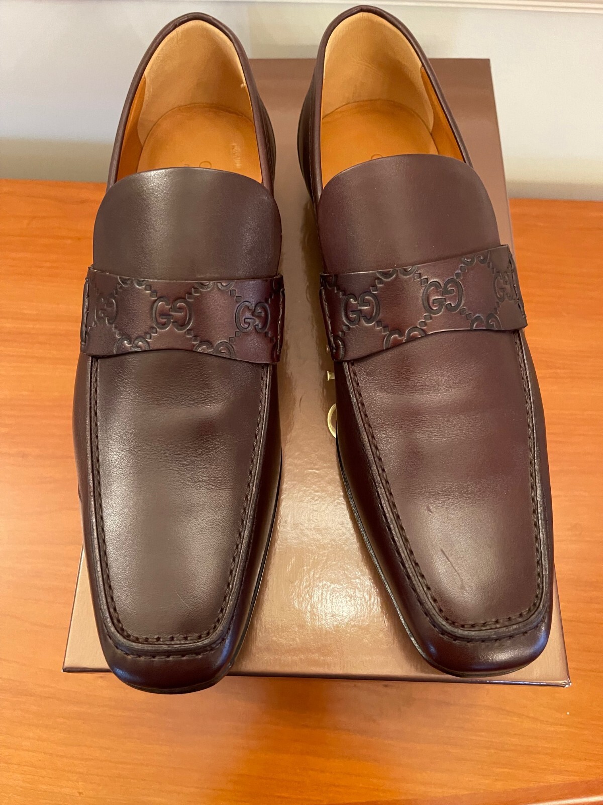 GUCCI モカシン　MOCASSINO PELLE SUOLA CUOLO Authentic Gucci Moca Pelle S. Cuoio brown men shoes in size