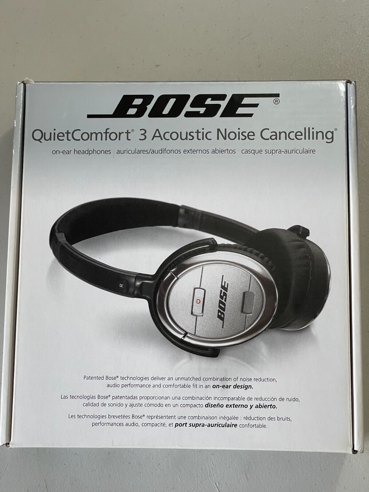 Bose QuietComfort 3 QC3 Acoustic Noise Cancelling On ear Headphones Headset Silv eBay