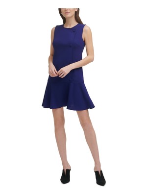 

DKNY Женское темно-синее облегающее платье без рукавов с заниженной талией и искусственными пуговицами, Navy