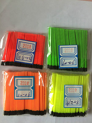 1 of 6 Hollow Antenna Fluo Tips Bristle For Pole Fish Float 0.8 1.0 1.2mm 200pcs