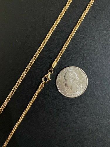 Pre-owned Harlembling 2mm 14k Gold Plated 925 Sterling Silver Franco Chain Necklace Wholesale 10pc
