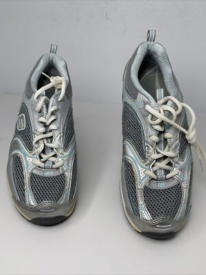 Skechers Shape Ups New Womens 8.5 Rocker Toning Walking Shoes Gray Silver Blue