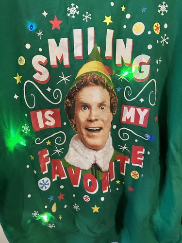 Light Up Christmas Sweatshirt Buddy the Elf Smiling is my Favorite size 3XL