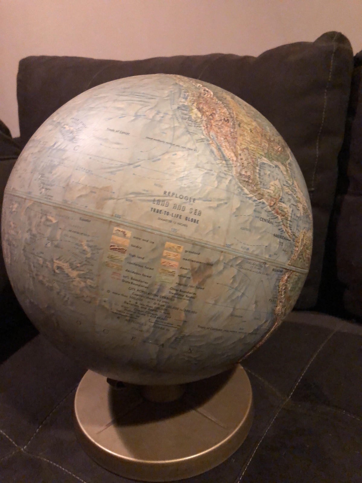 Vintage Replogle 12 inch Globe, Unknown Year