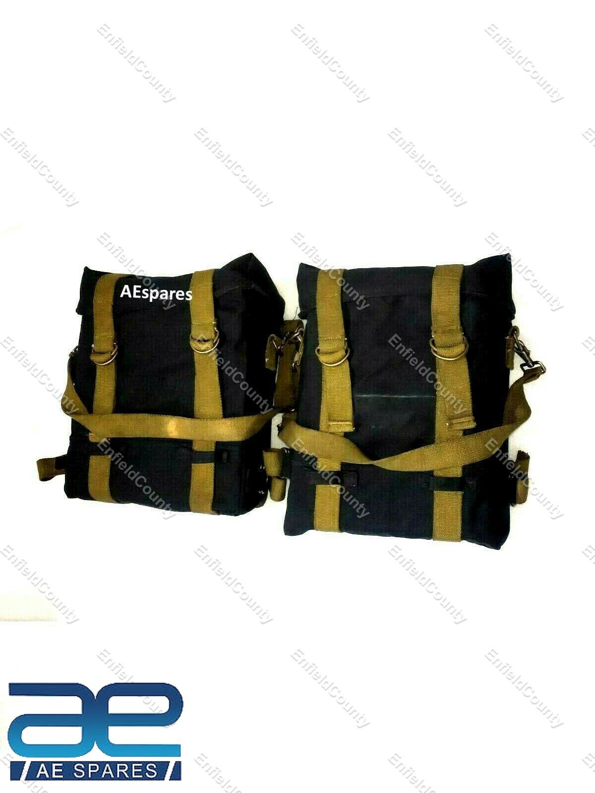 For Royal Enfield Classic 350cc 500cc Black Military Pannier Bags 