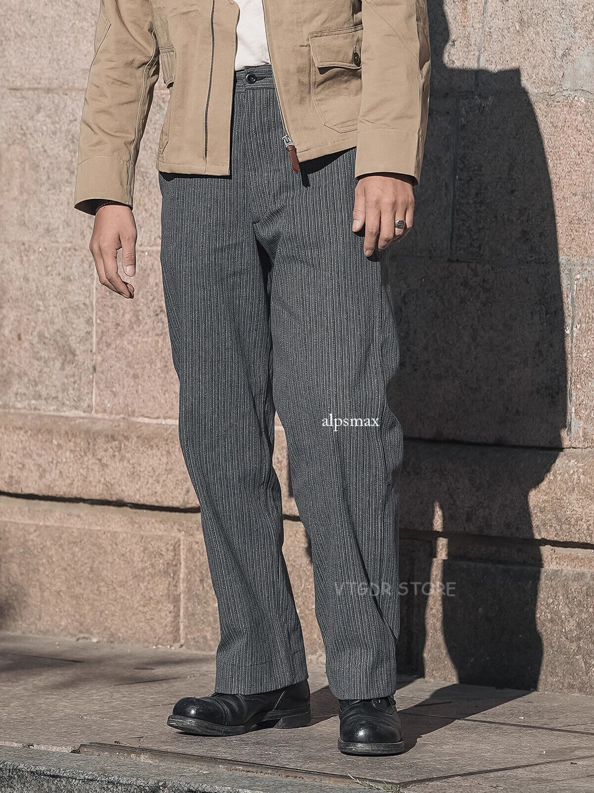 スーツ Late 50s style herringbone stripes Men's 1930s Retro Herringbone Suit | Atorie