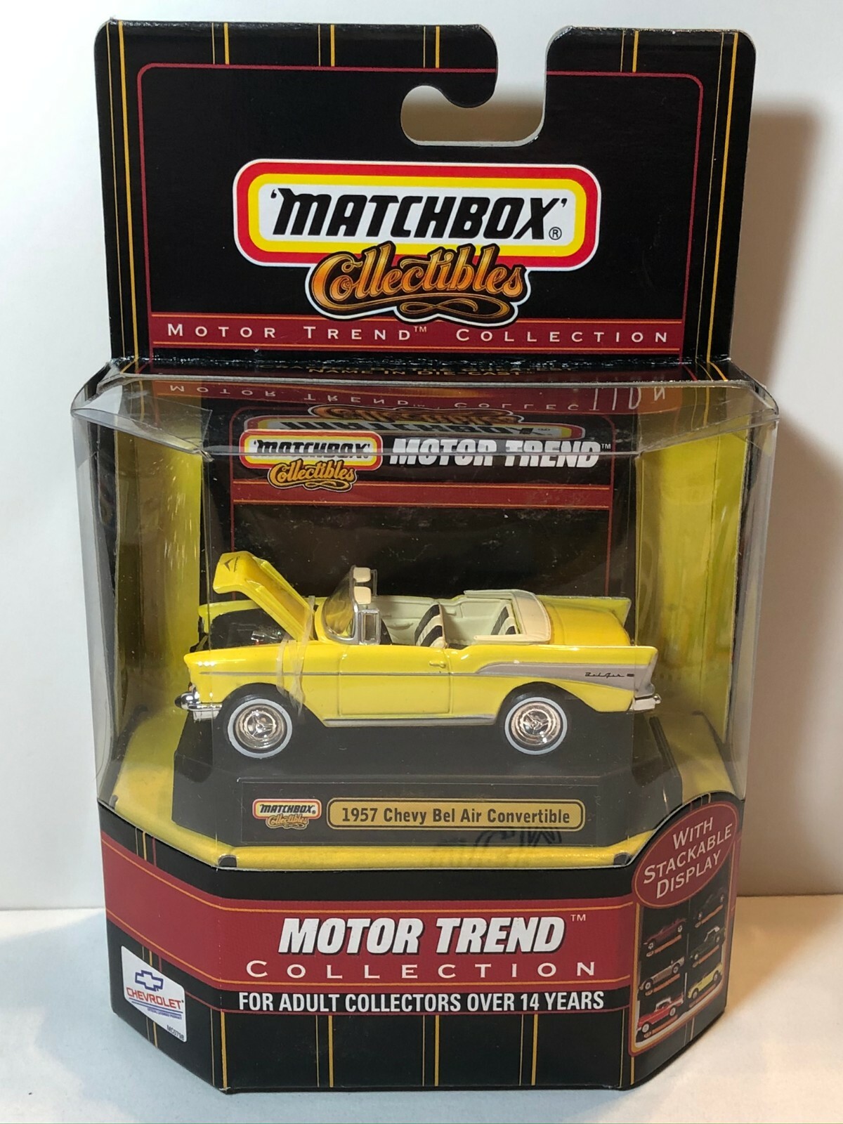 MATCHBOX 1957 CHEVY BEL AIR CONVERTIBLE YELLOW MOTOR TREND