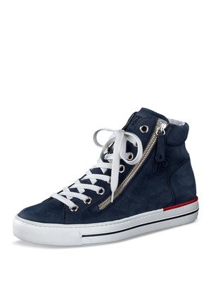 

PAUL GREEN Женские темно-синие кожаные кроссовки на платформе со шнуровкой и логотипом Gia с круглым носком, Navy, 4024