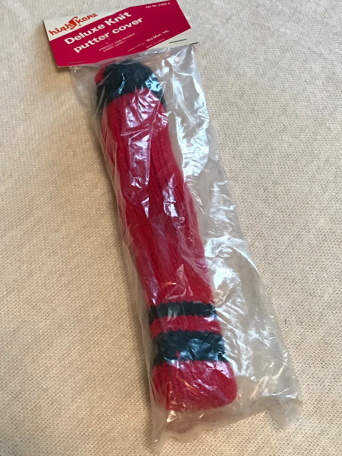 Deluxe Knit Pom Pom Style Golf Putter Headcover Red & Black NEW