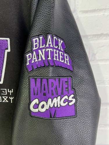 Pre-owned Marvel Black Panther Logo Letterman Varsity Jacket Wakanda Official Mens 2xl