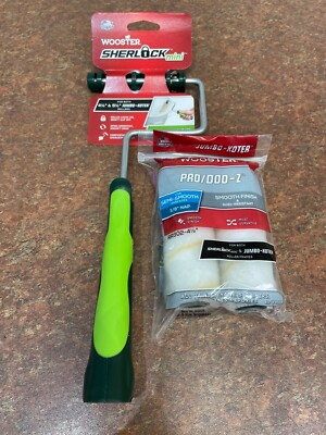 Wooster Jumbo Koter Shergrip Mini Roller Frame + 2 x 4.5'' Paint Rollers 3/8'' nap