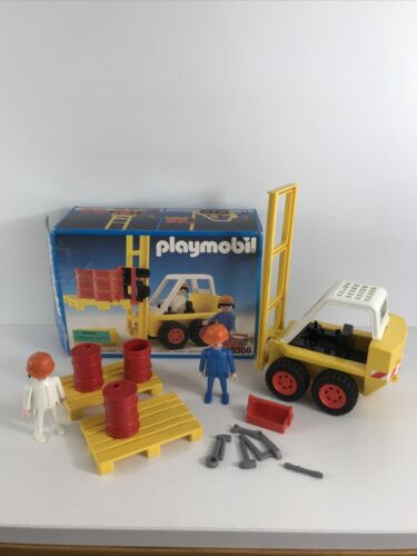 VTG Playmobil Forklift Construction Truck Box Set 3506 Geobra 1992
