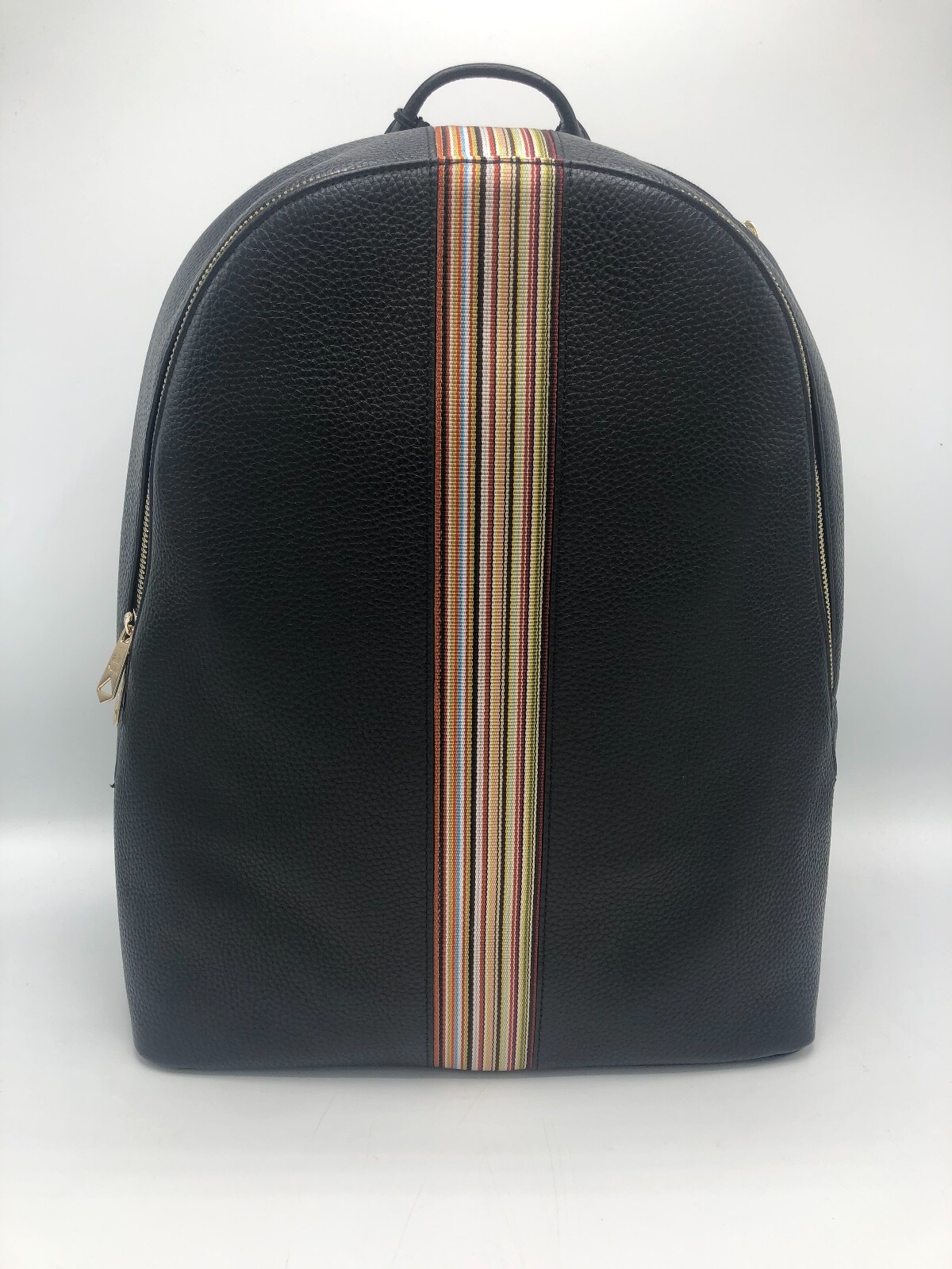 PAUL SMITH PAUL SMITH SIGNATURE STRIPE MULTI STRIPE BLACK LEATHER RUCKSACK BACKPACK BAG