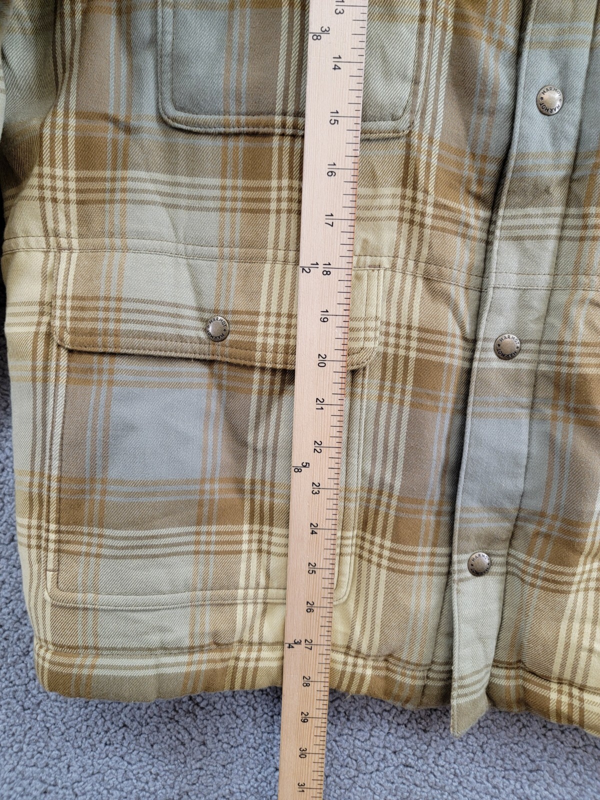 Marmot Ridgefield Plaid Fleece-Lined Flannel Shirt Jacket Men's L Light Oak L/S - Picture 8 of 17
