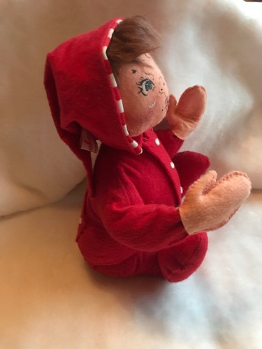 Annalee ‘92 ELF Dressed in Red and White Pajamas Blue Eyes~Excellent Condition!