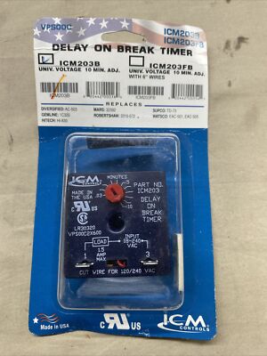 ICM Controls ICM203B Delay on Break Timer Relay, 18-240 VAC, .03-10 Minute Adj