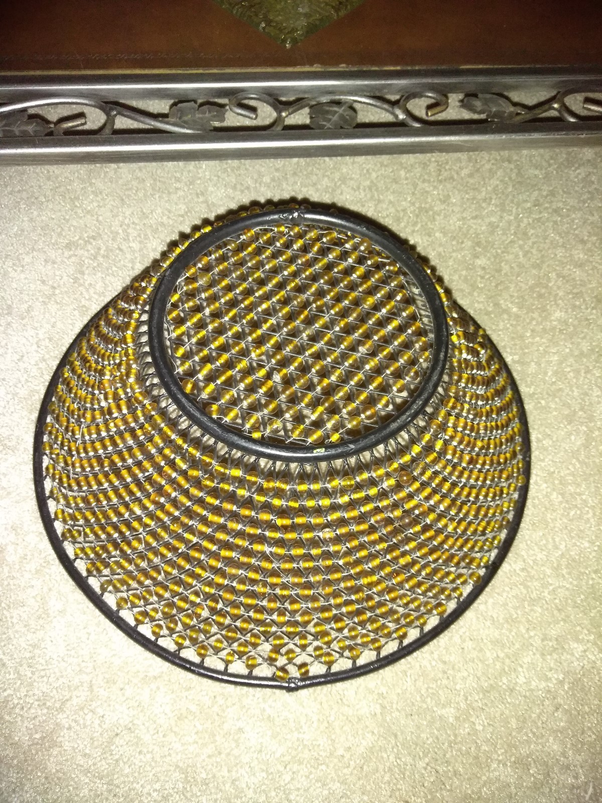 Decorative Brown Beaded Flat Bottom Bowl