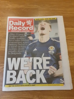 Scottish Daily Record Scotland Serbia Football Team Euro Qualifier November 2020