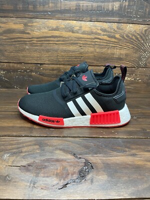NEW ADIDAS NMD R1 BLACK/WHITE/RED MENS SHOES GW1620